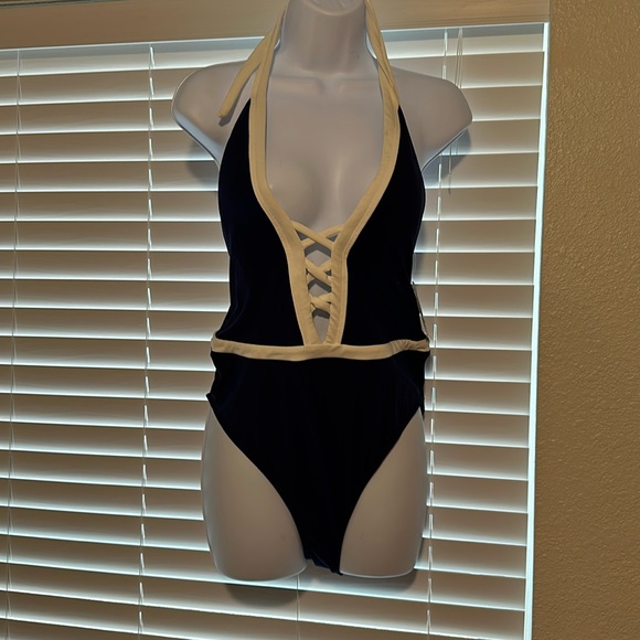 Ralph Lauren Other - Ralph Lauren Blue One-Piece Swimsuit with Cream Trim